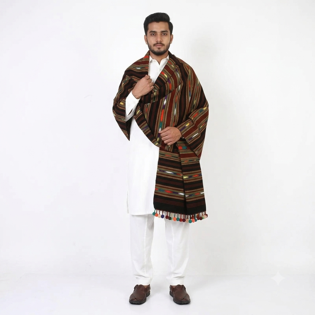 Nawab Bumbal Velvet Black Shawl
