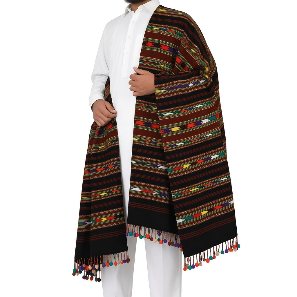 Nawab Bumbal Velvet Black Shawl