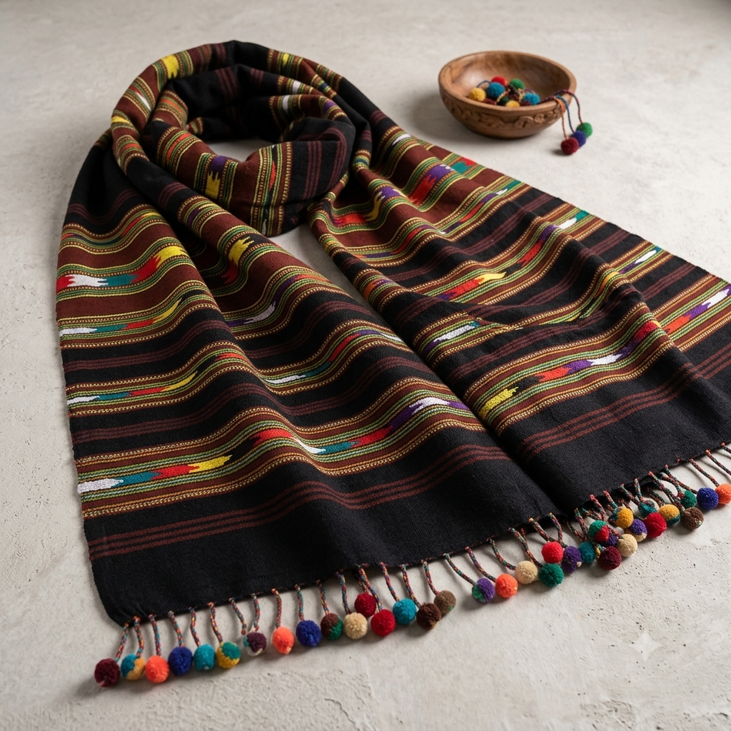 Nawab Bumbal Velvet Black Shawl